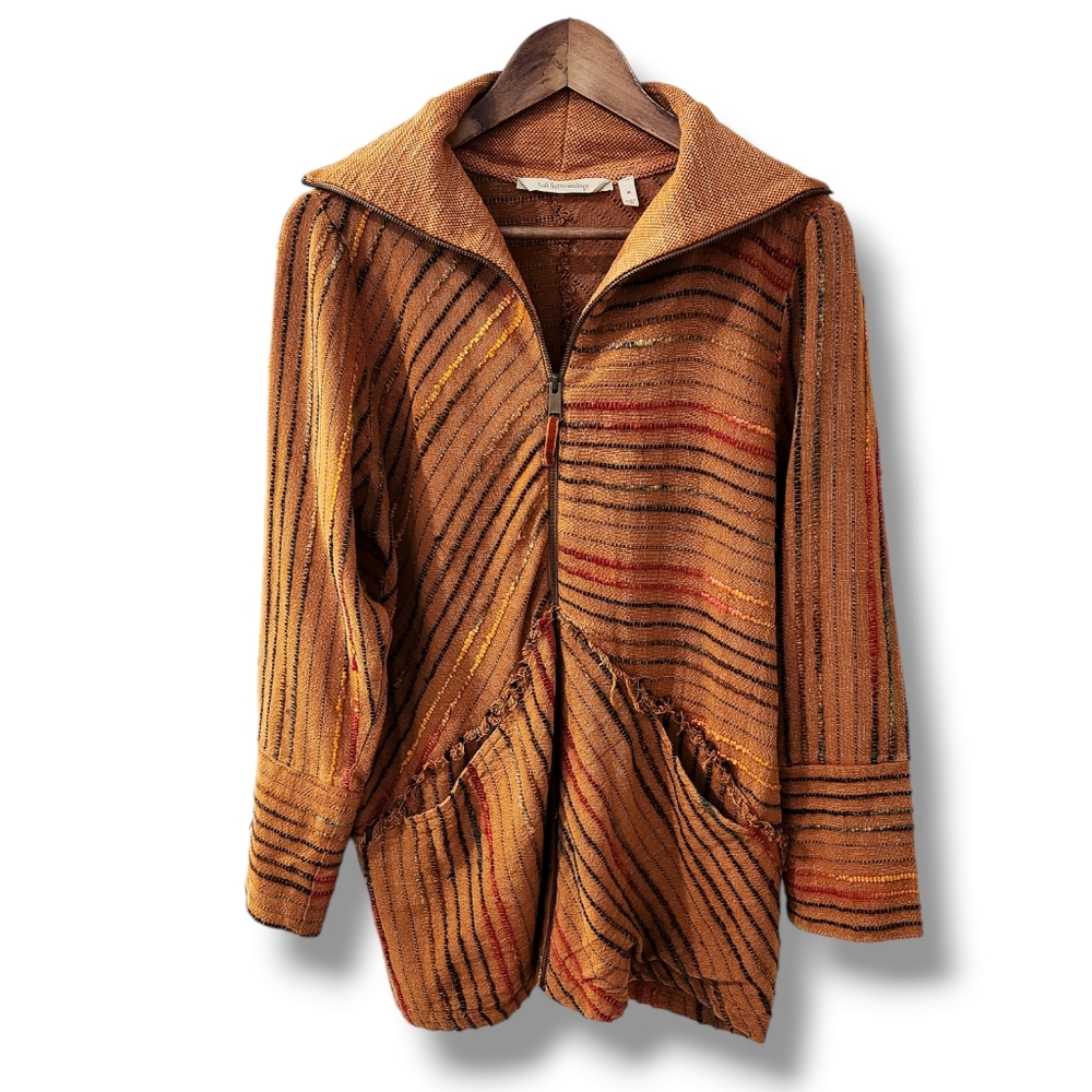 Soft Surroundings Kinsale Boucle' Striped Jacket Top | Medium